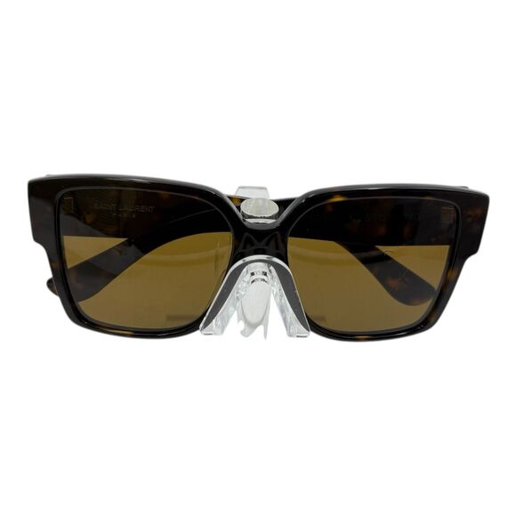Saint Laurent Unisex Shiny Havana Gold YSL Logo Sunglass SLM9 Authentic - Picture 1 of 9